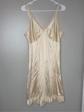 Silky Cream Lace-Trim Camisole Slip